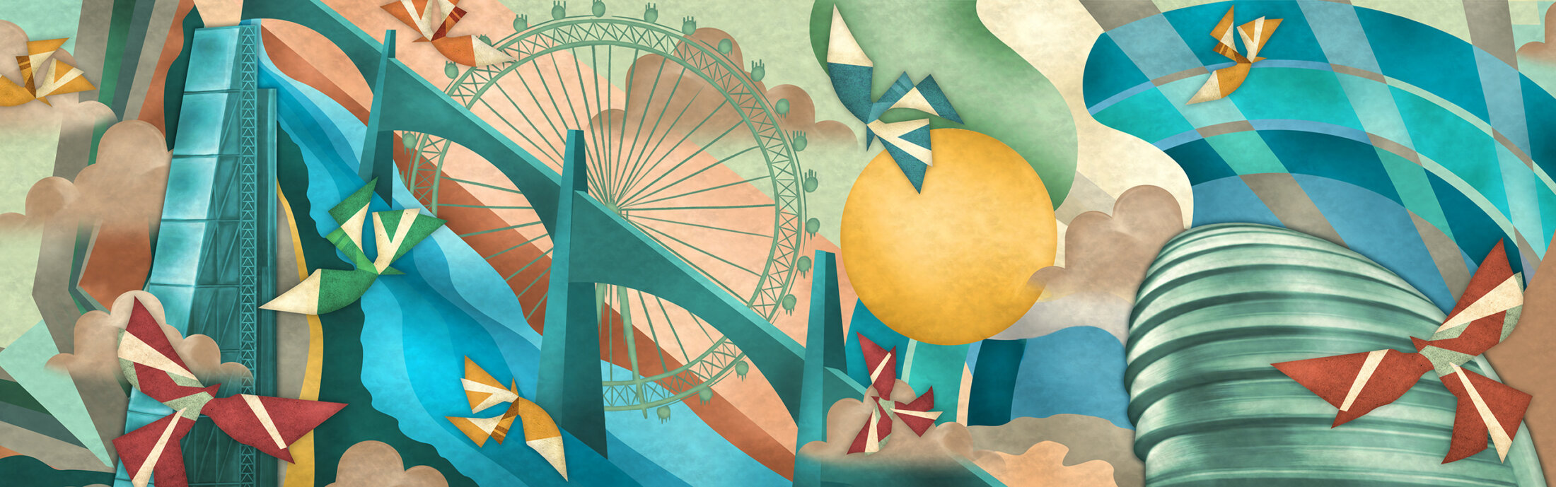 Adam Ellis artwork of London skyline